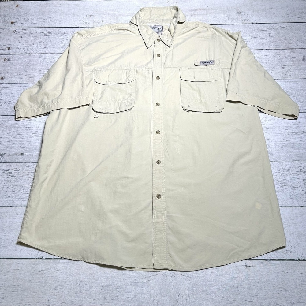 Bimini Bay Outfitters Mens Khaki Short Sleeve Vented Fishing Shirt 3XL Khaki